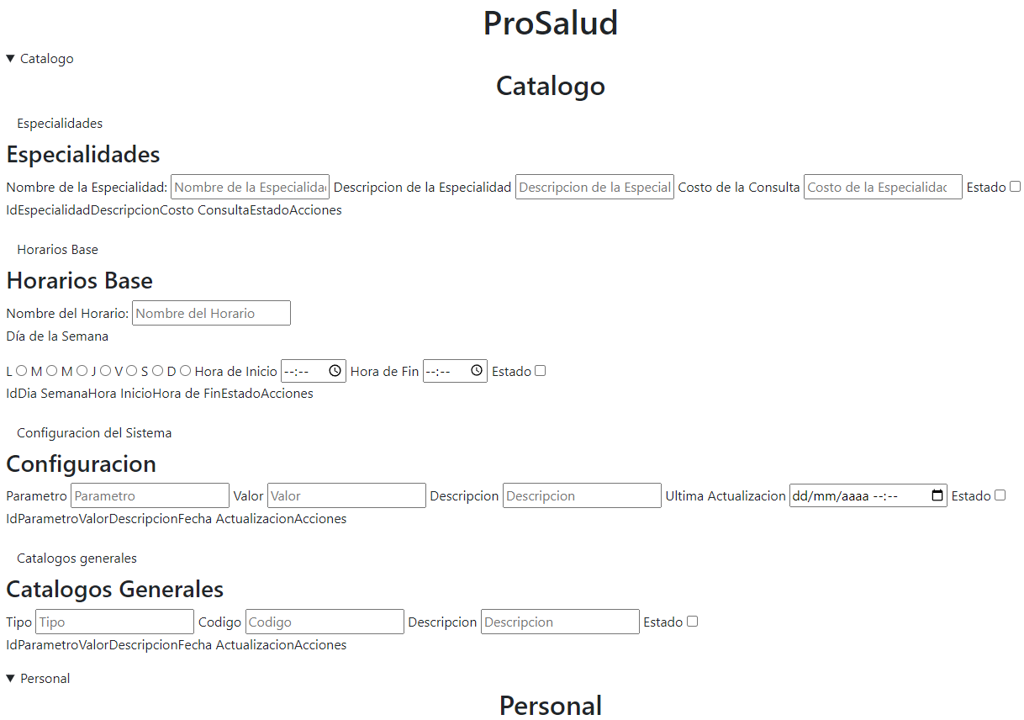 ProSalud app interface